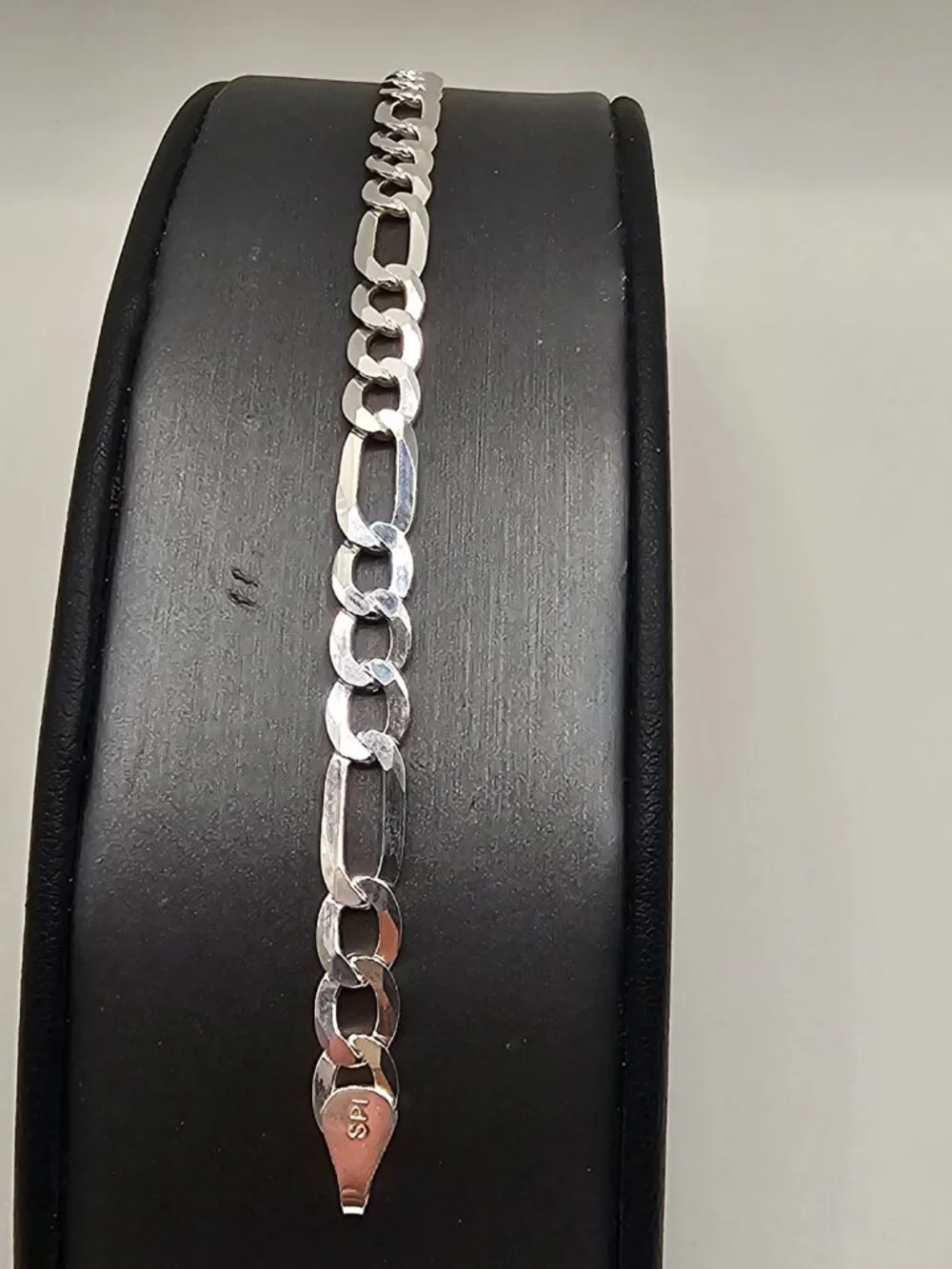 Sterling Silver 925 High Polished Figaro Bracelet 5.6mm 8 inches